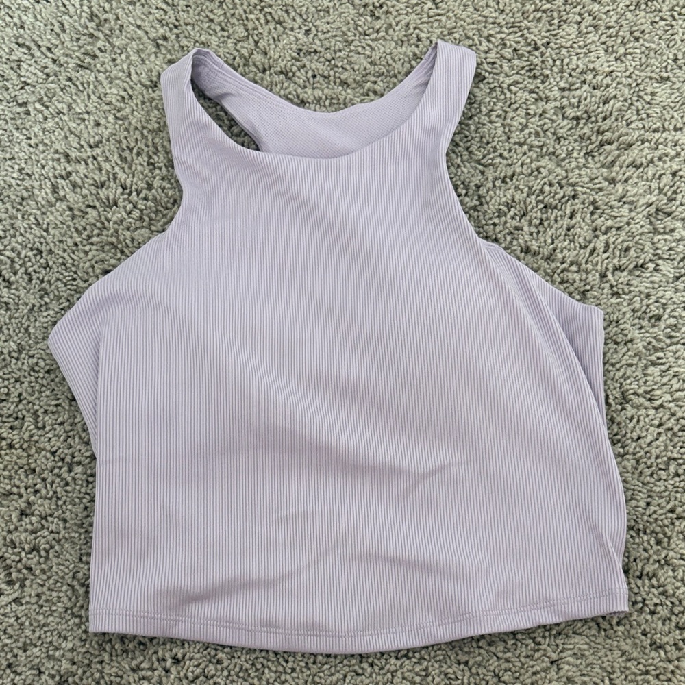 Lavender Ribbed Women's Workout Cropped Tank Top